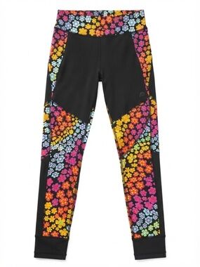 Pop Fit Floral Colorblock Active Leggings - Black Multi